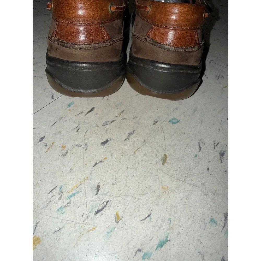 Bass Lowtide Mens Brown Leather Boat Shoes Two Tone Moc Toe Loafers 7M Preppy